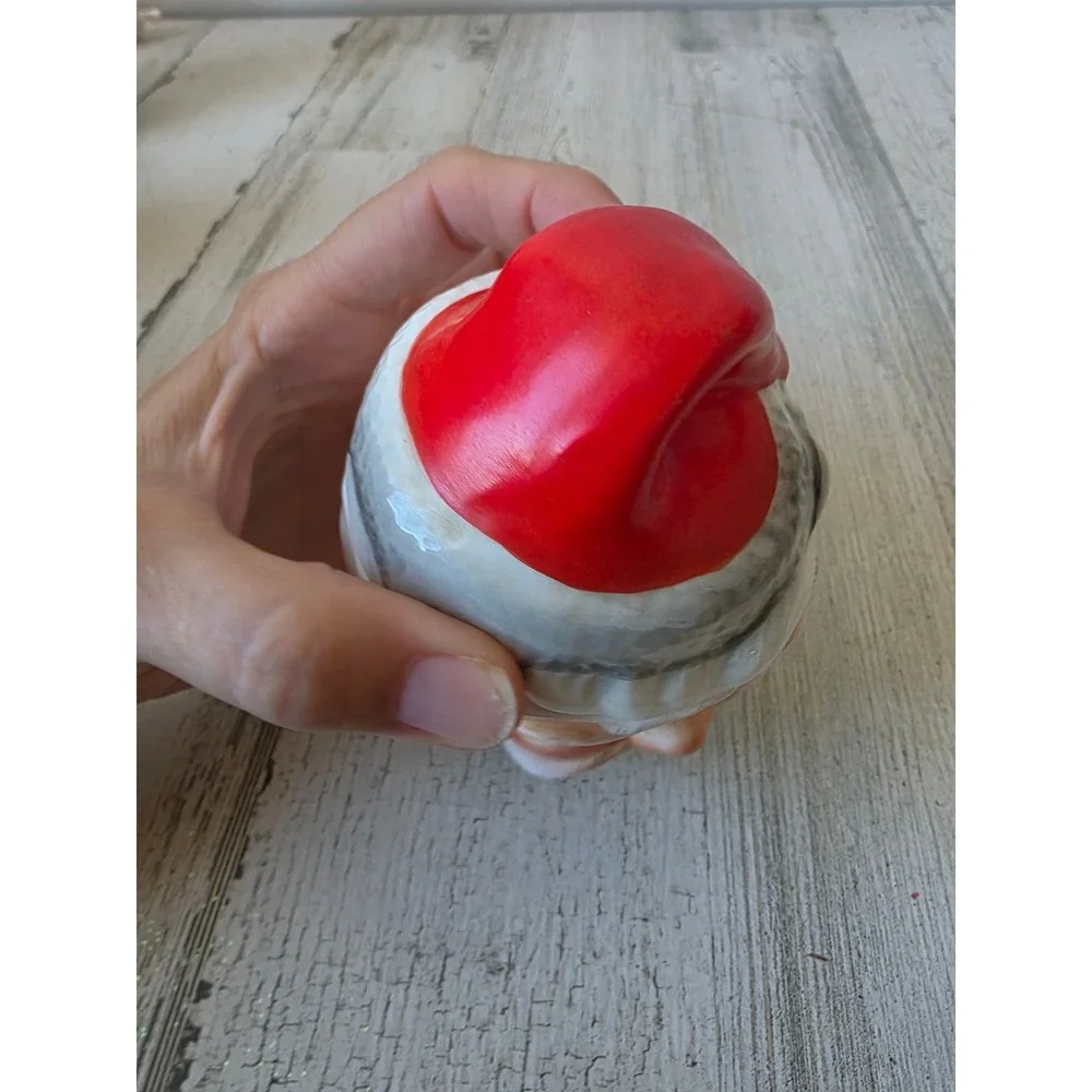Ceramic lidded Santa vintage hat Xmas tree